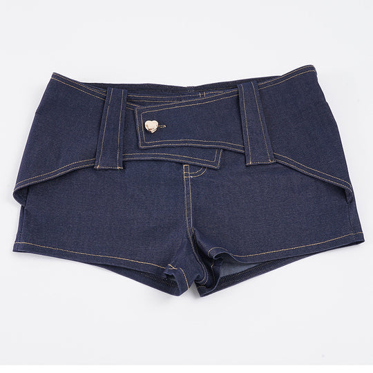 Damen Modische Denim-Shorts mit kreativen Bindebändern R&B