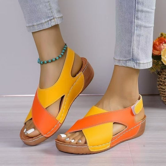 Damen offene Sandalen mit modischem Fächerdesign R&B