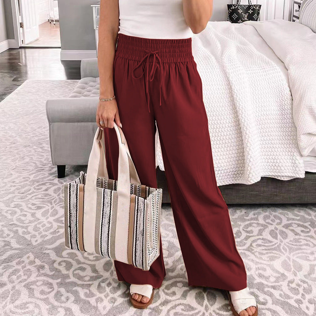 Damen Weit geschnittene Freizeithose mit elastischem Bund und verstellbarem Kordelzug R&B