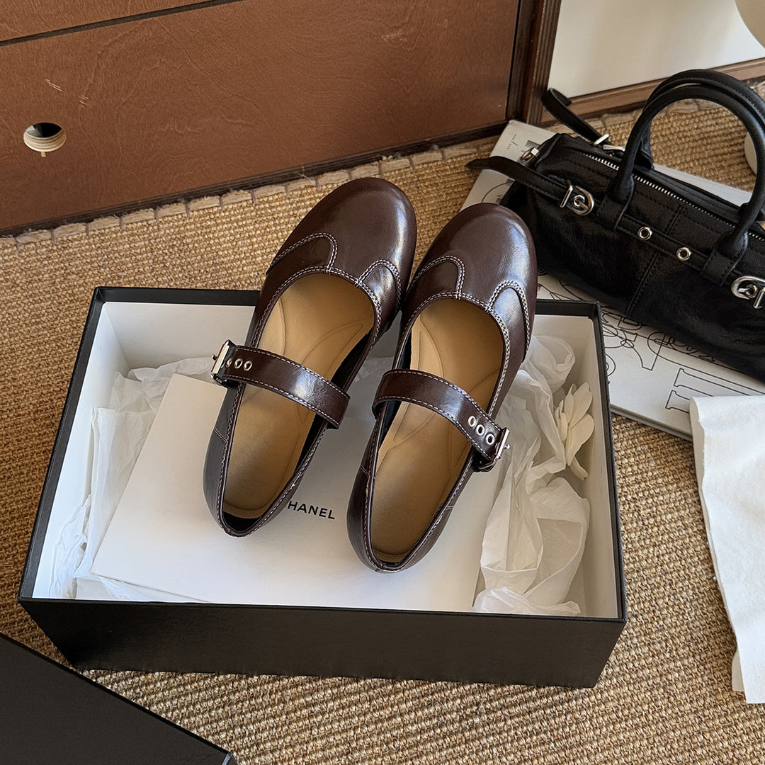 Damen Elegant verspielt Mary Jane Ballerinas mit dekorativem Riemen R&B