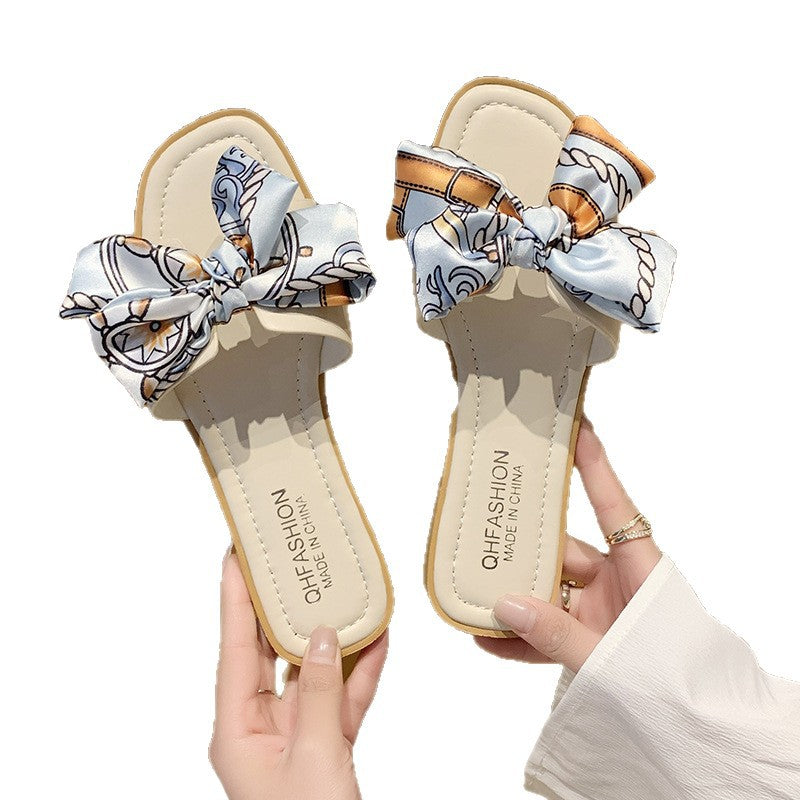 Damen Slide-Pantoletten mit dekorativem Schleifen-Design R&B