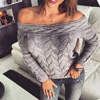 Damen lässiger Strickpullover mit romantischem Zopfmuster R&B