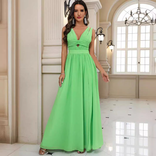 Damen Hüftfreies Maxikleid mit schicker Cut-Out-Ausschnitt und hohem Schlitz R&B