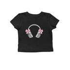 Damen Crop-T-Shirt mit künstlerischem Statementdruck R&B