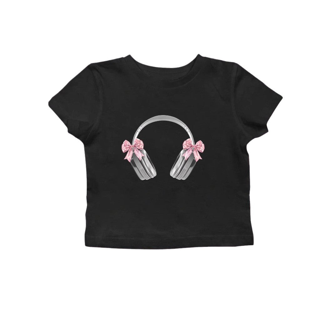 Damen Crop-T-Shirt mit künstlerischem Statementdruck R&B