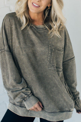 Damen Lässiger Oversized-Sweatshirt mit Rüschendetails R&B