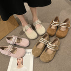 Damen Ballerina mit elegantem Schleifenverzierung und hochwertiger Plüschoberfläche R&B