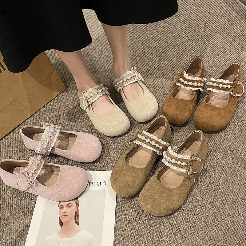 Damen Ballerina mit elegantem Schleifenverzierung und hochwertiger Plüschoberfläche R&B