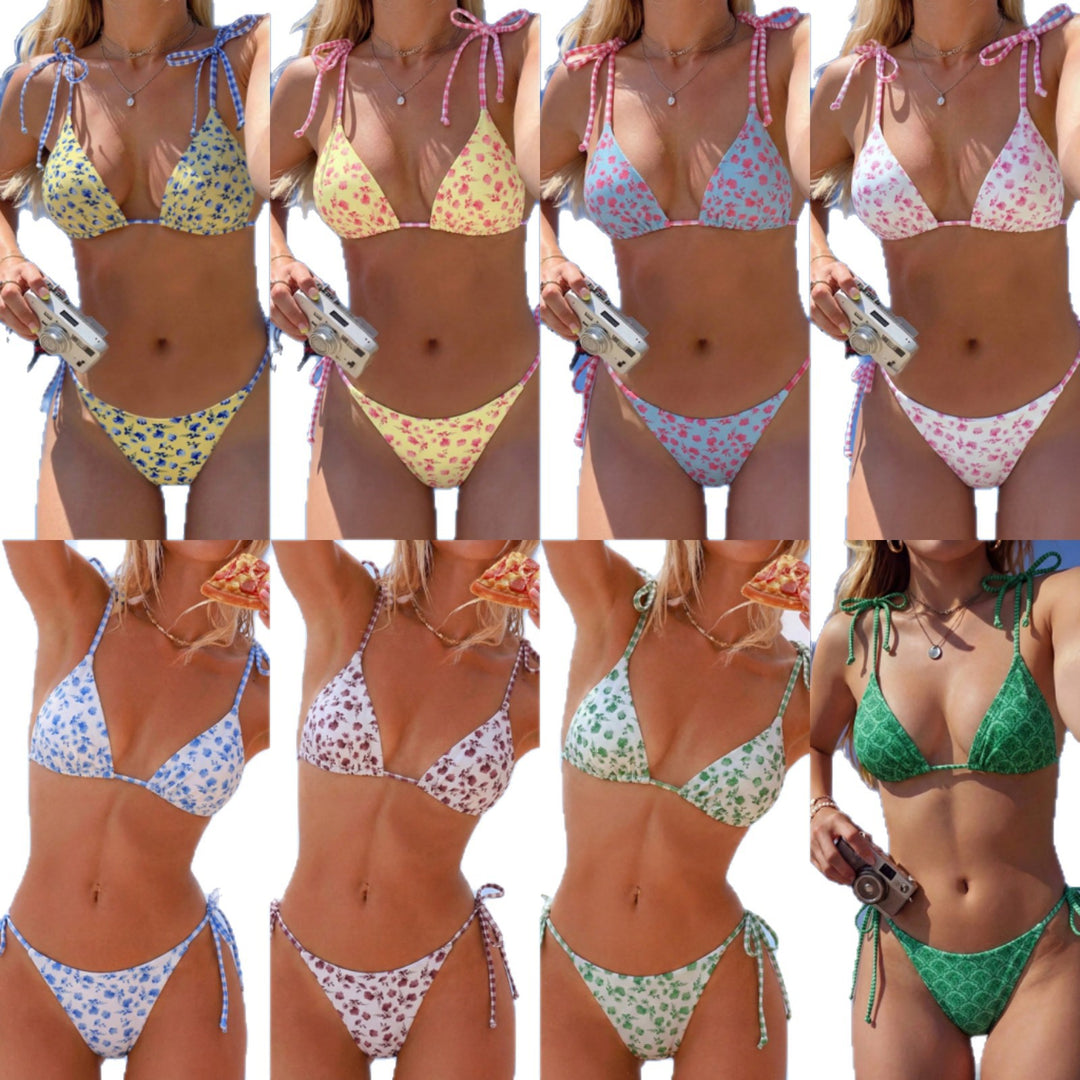 Damen Triangel-Bikini mit verspieltem Blütenmuster R&B