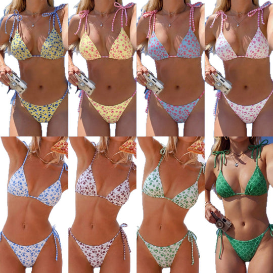Damen Triangel-Bikini mit verspieltem Blütenmuster R&B