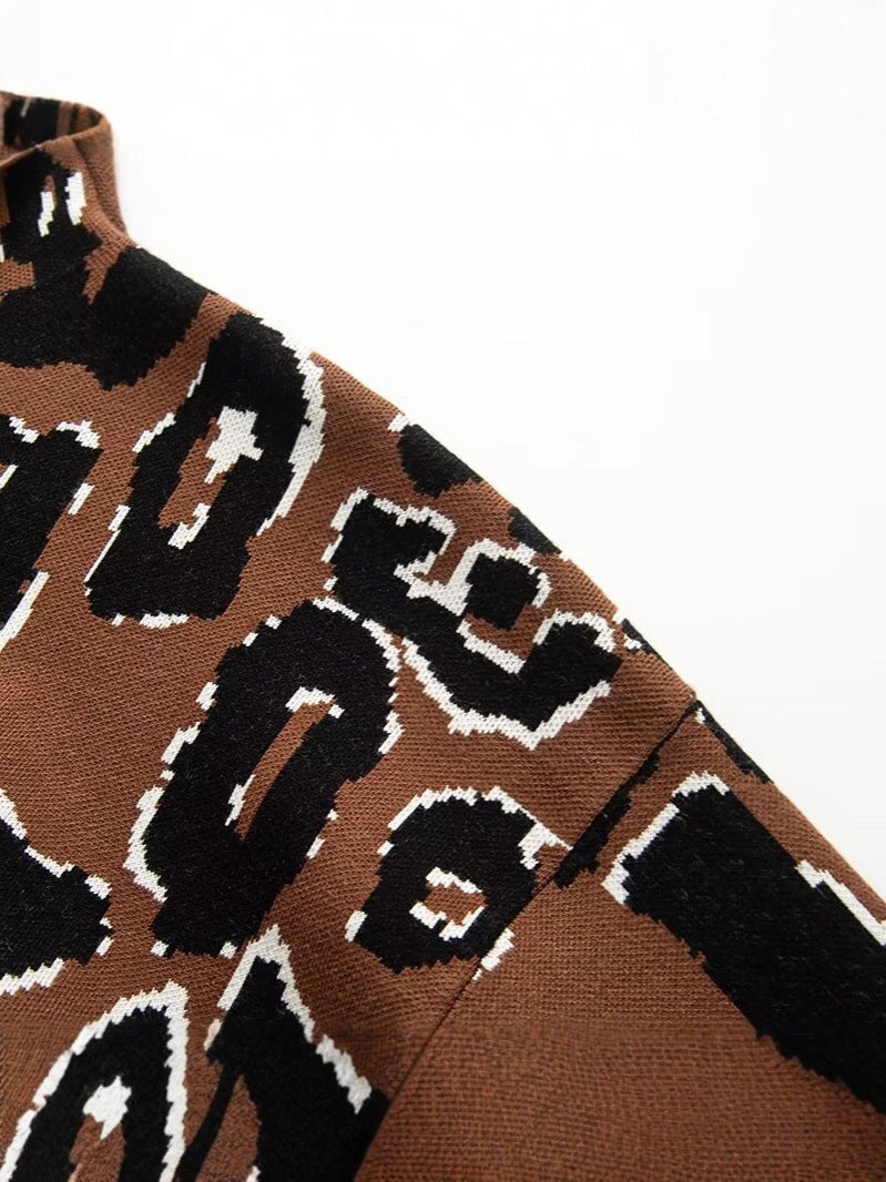 Damen lässiger Animal-Print Pullover R&B