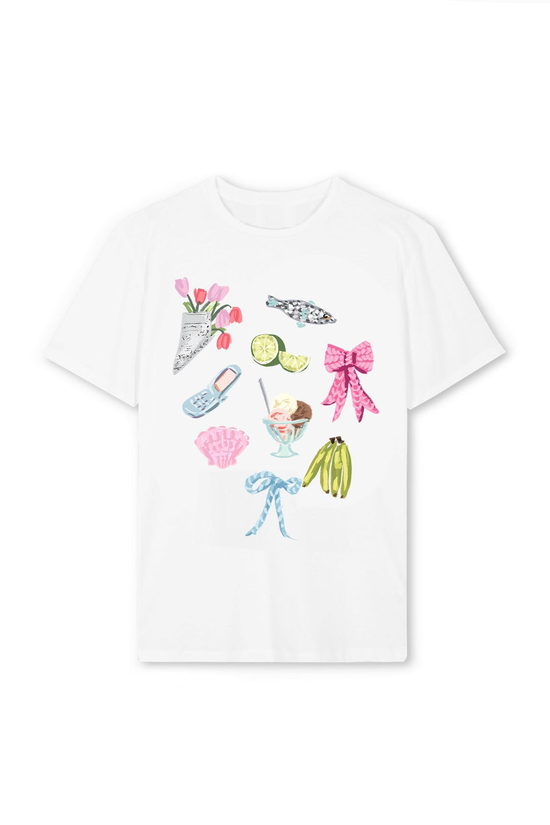 Damen T-Shirt mit farbenfrohem Motiv und kreativem Design R&B