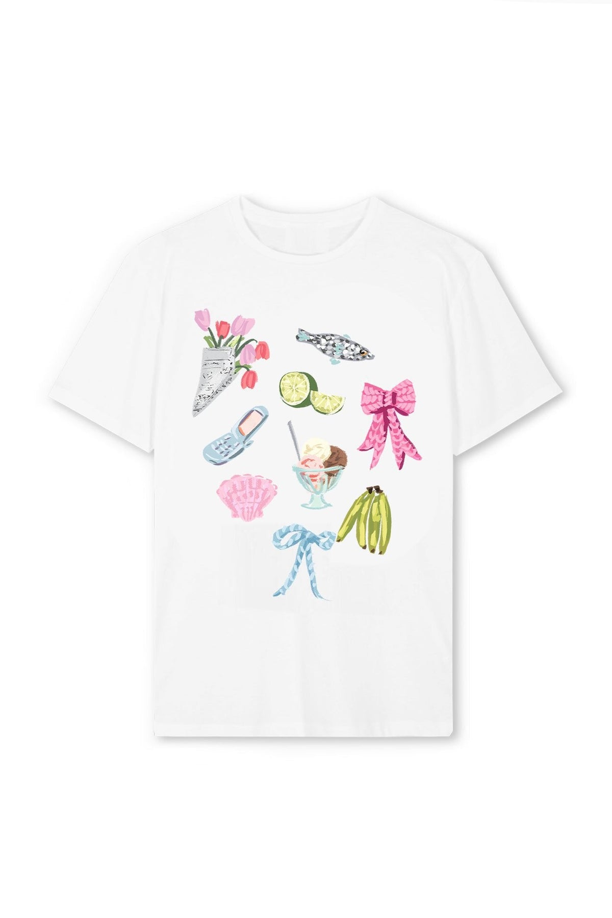 Damen T-Shirt mit farbenfrohem Motiv und kreativem Design R&B
