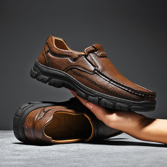 Herren Komfortable Slip-On Lederschuhe mit rutschfester Sohle R&B
