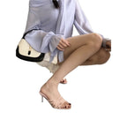 Damen High Heel Sandaletten mit zierlichen Spitzenverzierungen R&B