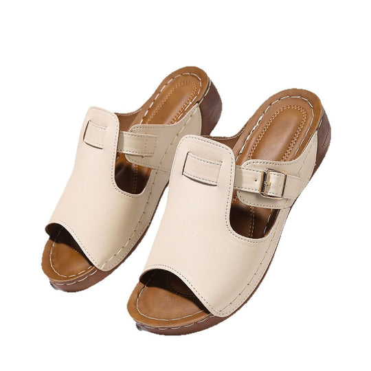 Damen Offene Mules mit verstellbarem Riemen und anatomischem Fußbett R&B