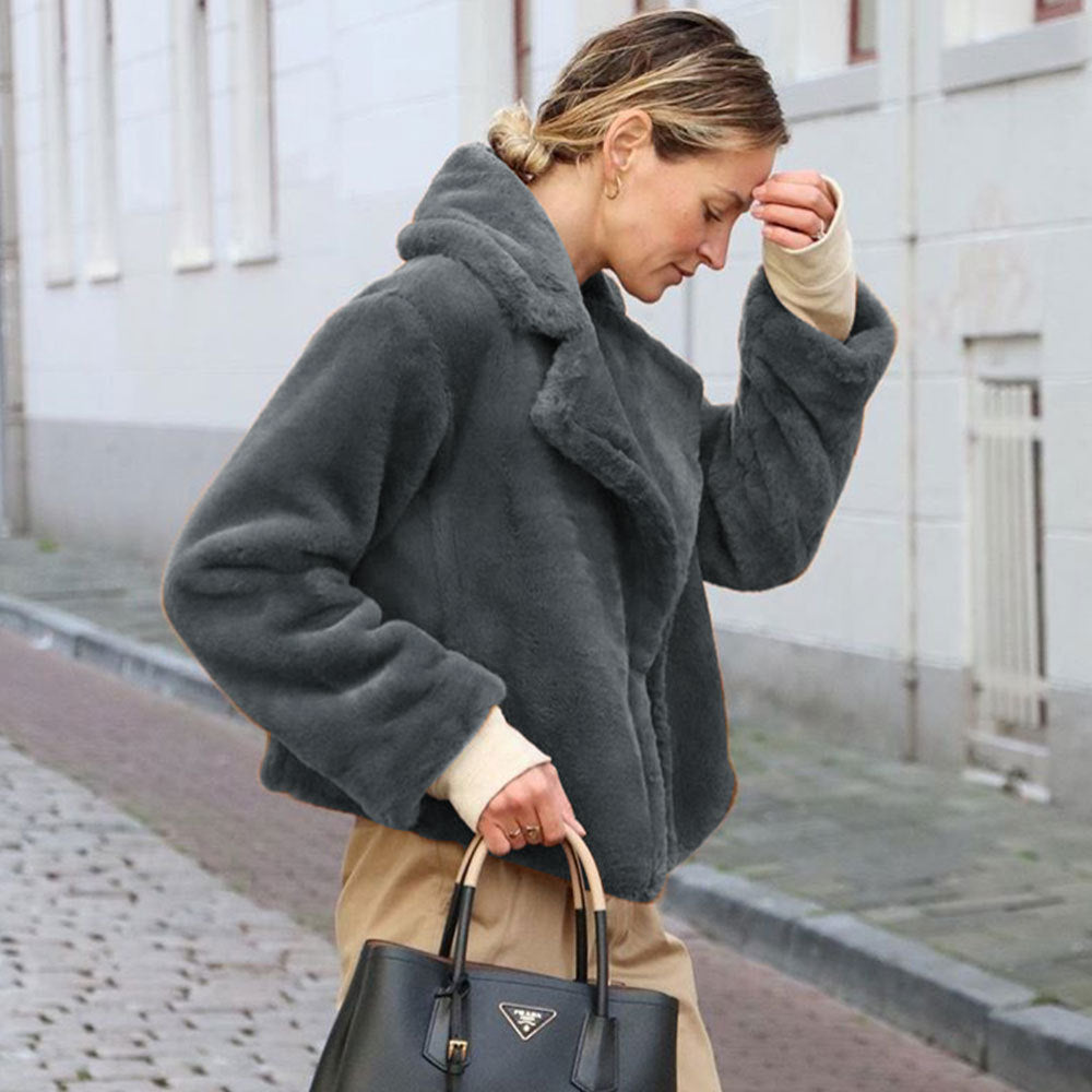 Damen Kuschelige Fleecejacke mit Reverskragen und Seitennaht R&B