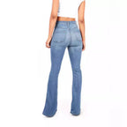 Damen Hoch taillierte Bootcut Jeans im eleganten zeitlosen Stil R&B