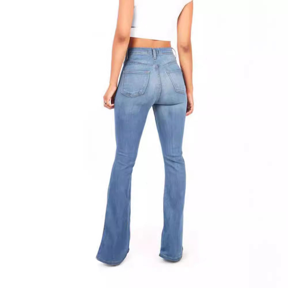 Damen Hoch taillierte Bootcut Jeans im eleganten zeitlosen Stil R&B