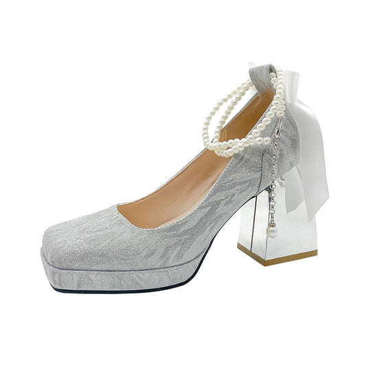 Damen Plateau Pumps mit glamourösem Blockabsatz R&B