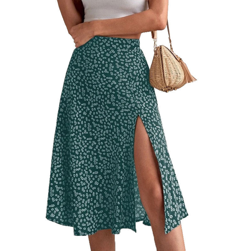 Damen Midi-Rock mit seitlichem Schlitz und floralem Muster R&B