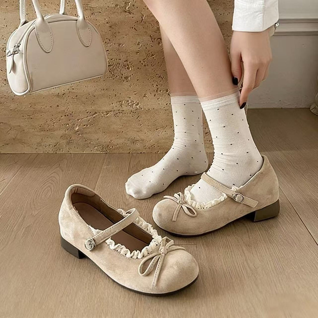 Damen Ballerinas mit dekorativem Rüschenelement und komfortablem Absatz R&B