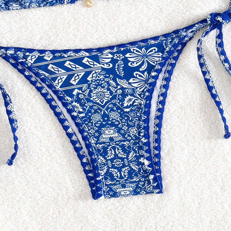 Damen Triangel-Bikini mit verstellbaren BindR&Bändern und floralem Print R&B