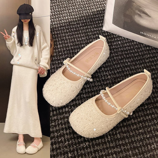 Damen Ballerinas mit zierlichem Perlenakzent R&B