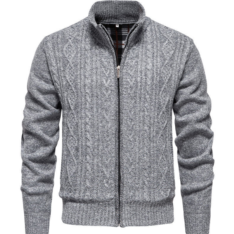 Herren Strickjacke mit hohem Kragen und Reißverschluss R&B