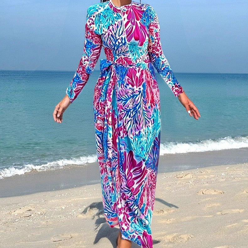 Damen Maxikleid mit floralem Druck und Schleifendetail R&B