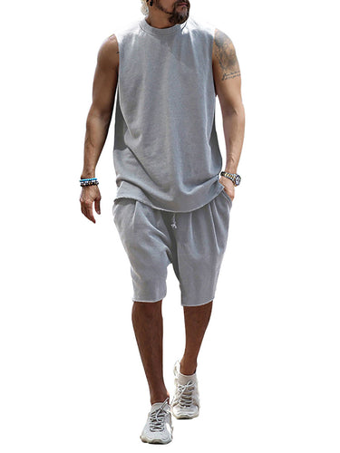 Herren sportliches Tanktop und Shorts-Set aus hochwertigem Baumwollmix R&B