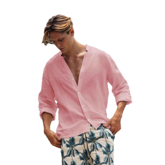 Herren lässige Bluse mit durchgehendem Knopfverschluss R&B