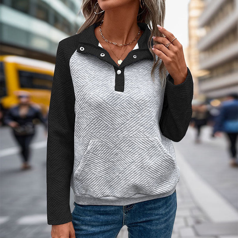 Damen Freizeitpullover mit strukturiertem Design und Knopfleiste R&B