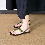 Damen elegante Zehentrenner-Sandalen mit zierlichem Blätter-Design R&B