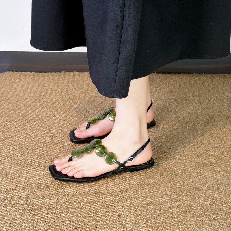Damen elegante Zehentrenner-Sandalen mit zierlichem Blätter-Design R&B