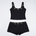 Damen Sportliches Set mit Ringer-Top und hohen Ringen R&B