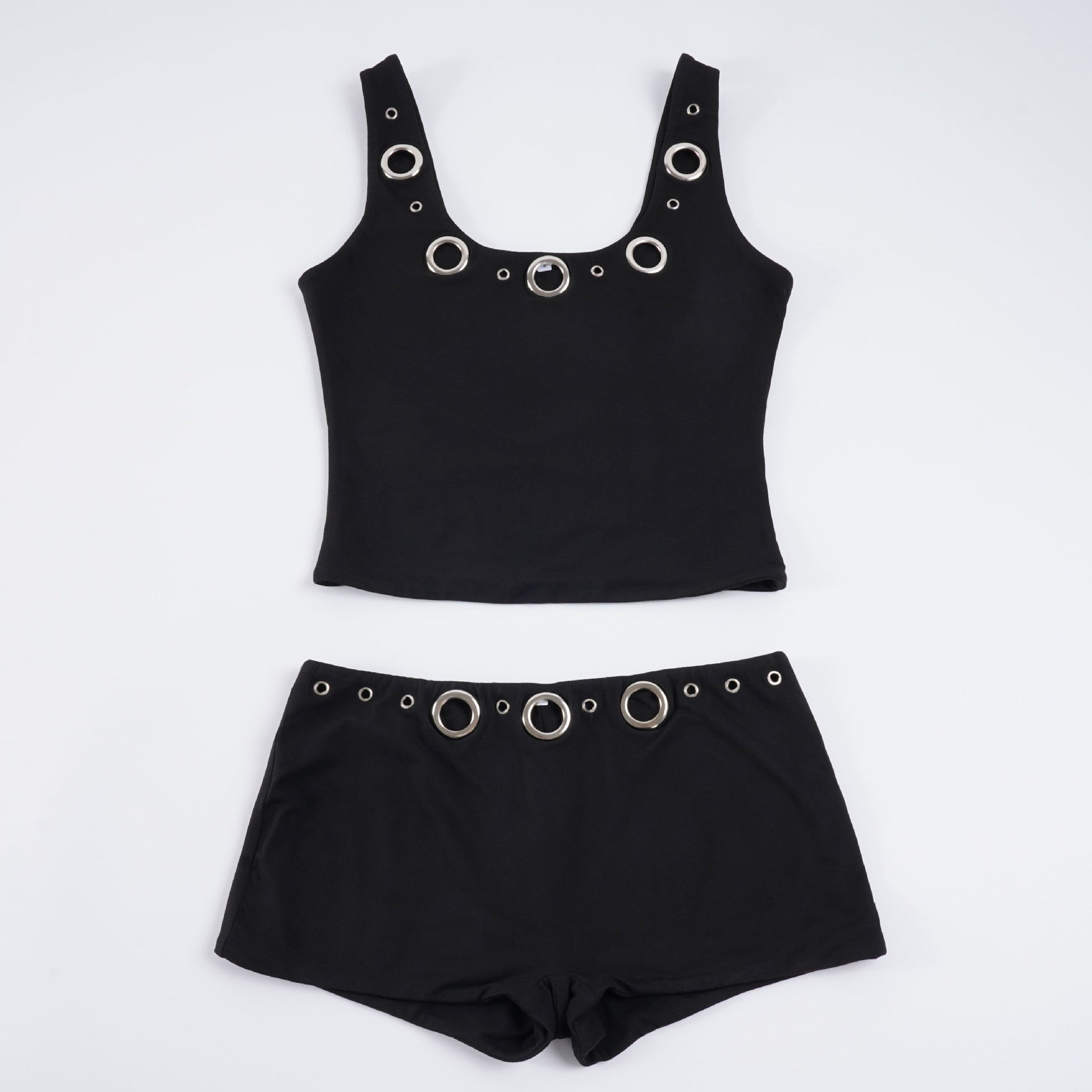 Damen Sportliches Set mit Ringer-Top und hohen Ringen R&B