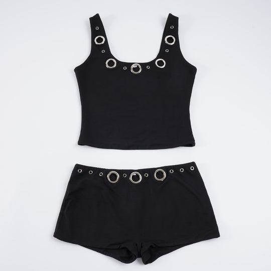 Damen Sportliches Set mit Ringer-Top und hohen Ringen R&B