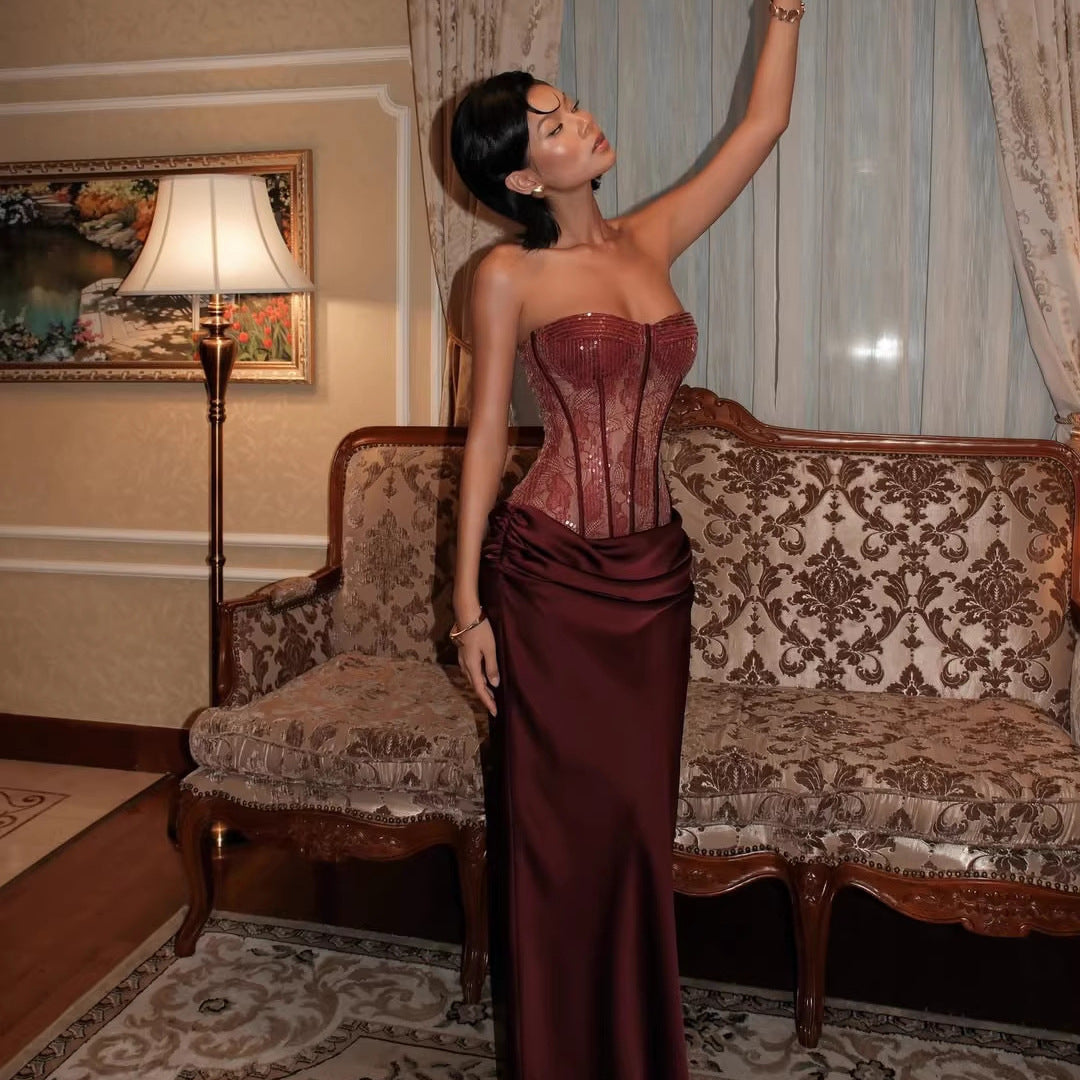 Damen Korsettkleid mit elegantem, fließendem Rock R&B