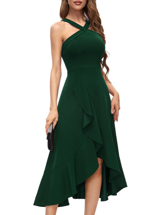 Damen Asymmetrisches Langen Abendkleid mit Drapierung R&B