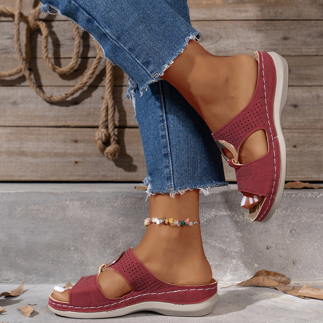 Damen Riemchen-Sandalen mit modischem Lochmuster und eleganter Applikation R&B