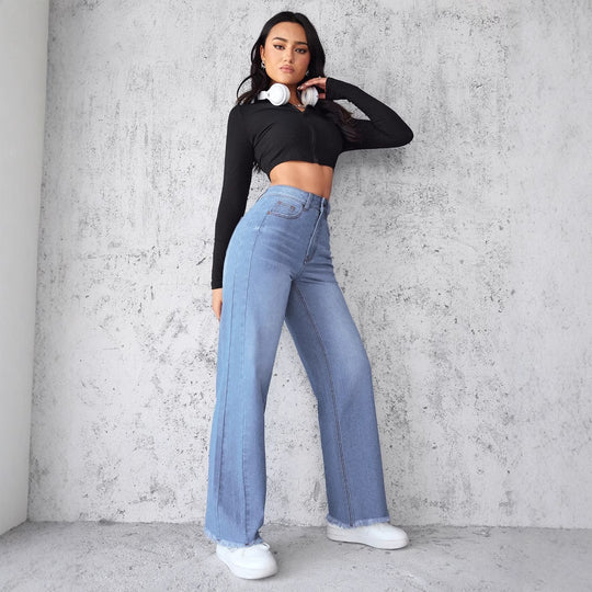 Damen Weite High-Waist Jeans im modernen Vintage-Look R&B