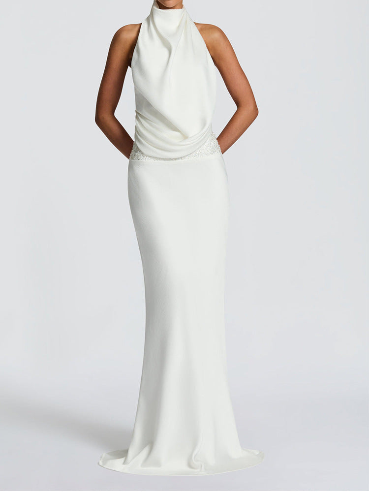 Damen Elegantes Hochzeitskleid mit schimmerndem Taillenband R&B