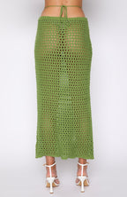 Damen gehäkeltes Crop-Top und Maxirock-Set mit seitlichen Schlitzen und Binde-Details R&B