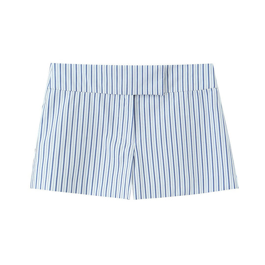 Damen elegante Shorts mit feinem Streifenmuster und hohem Bund R&B