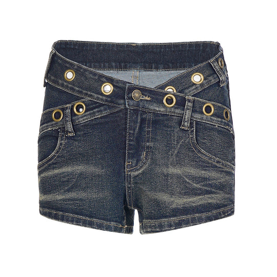 Damen Flared Jeans mit einzigartigen Knopfdetails und raffinierten Applikationen R&B