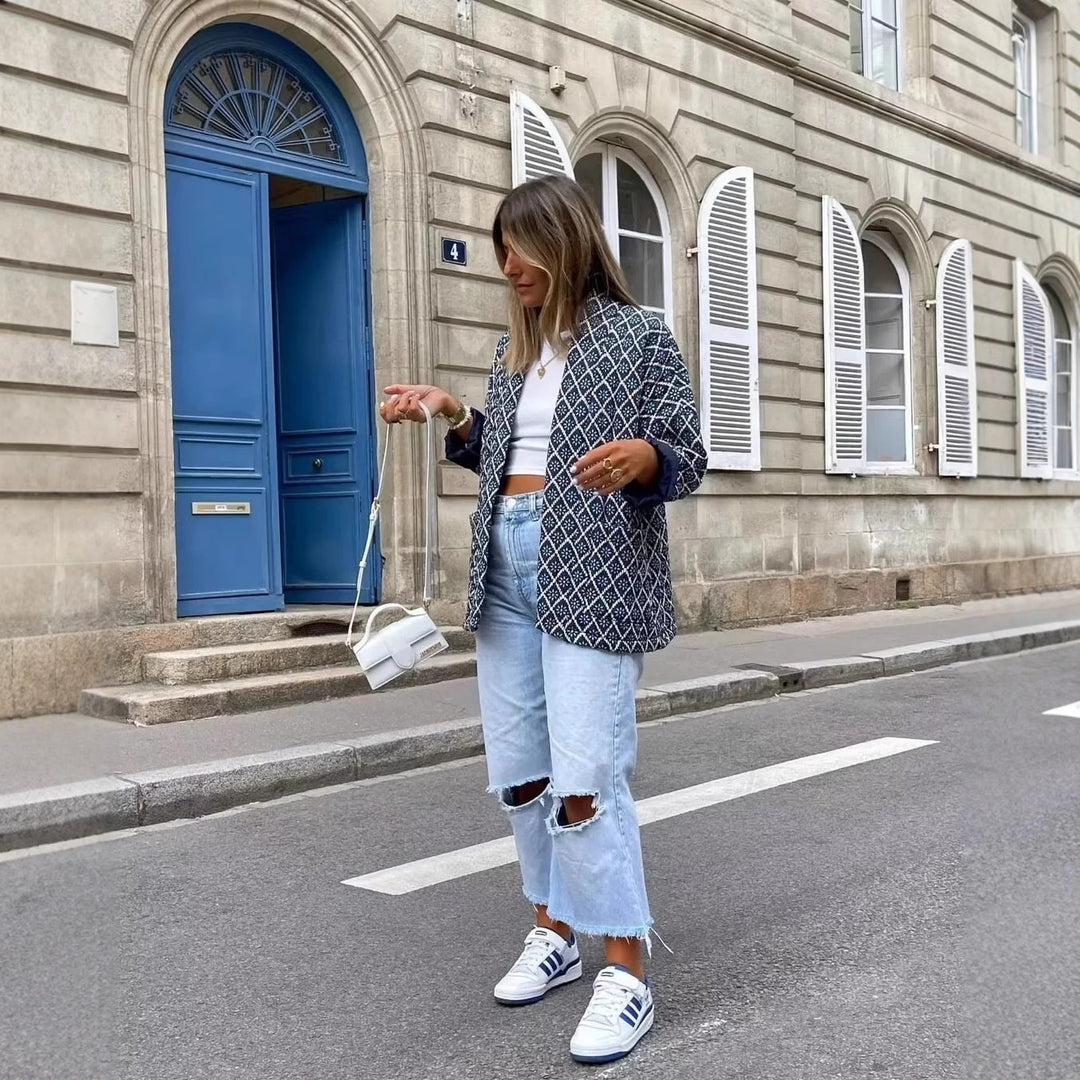 Damen Kimono-Jacke mit traditionellem Muster und bequemer Passform R&B