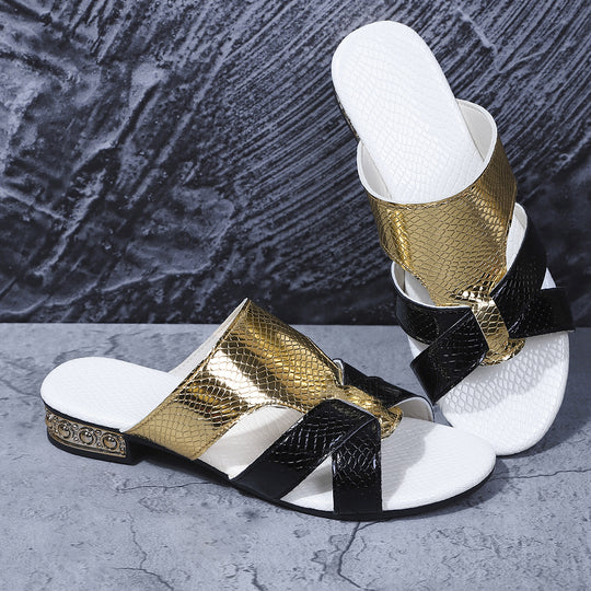 Damen modische Pantoletten mit eleganten Kreuzriemen R&B