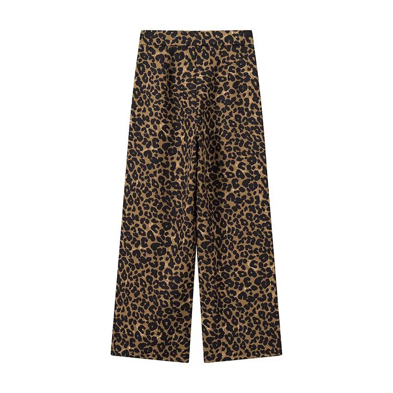 Damen Modische Palazzo-Hose mit Leopardenmuster R&B