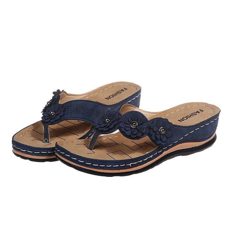 Damen Elegante Zehentrenner-Sandalen mit floralem Dekor R&B
